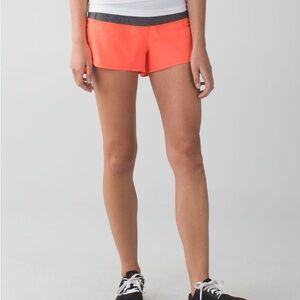 Lululemon Neon Coral & Black Gray  Shorts With Pockets Size 6